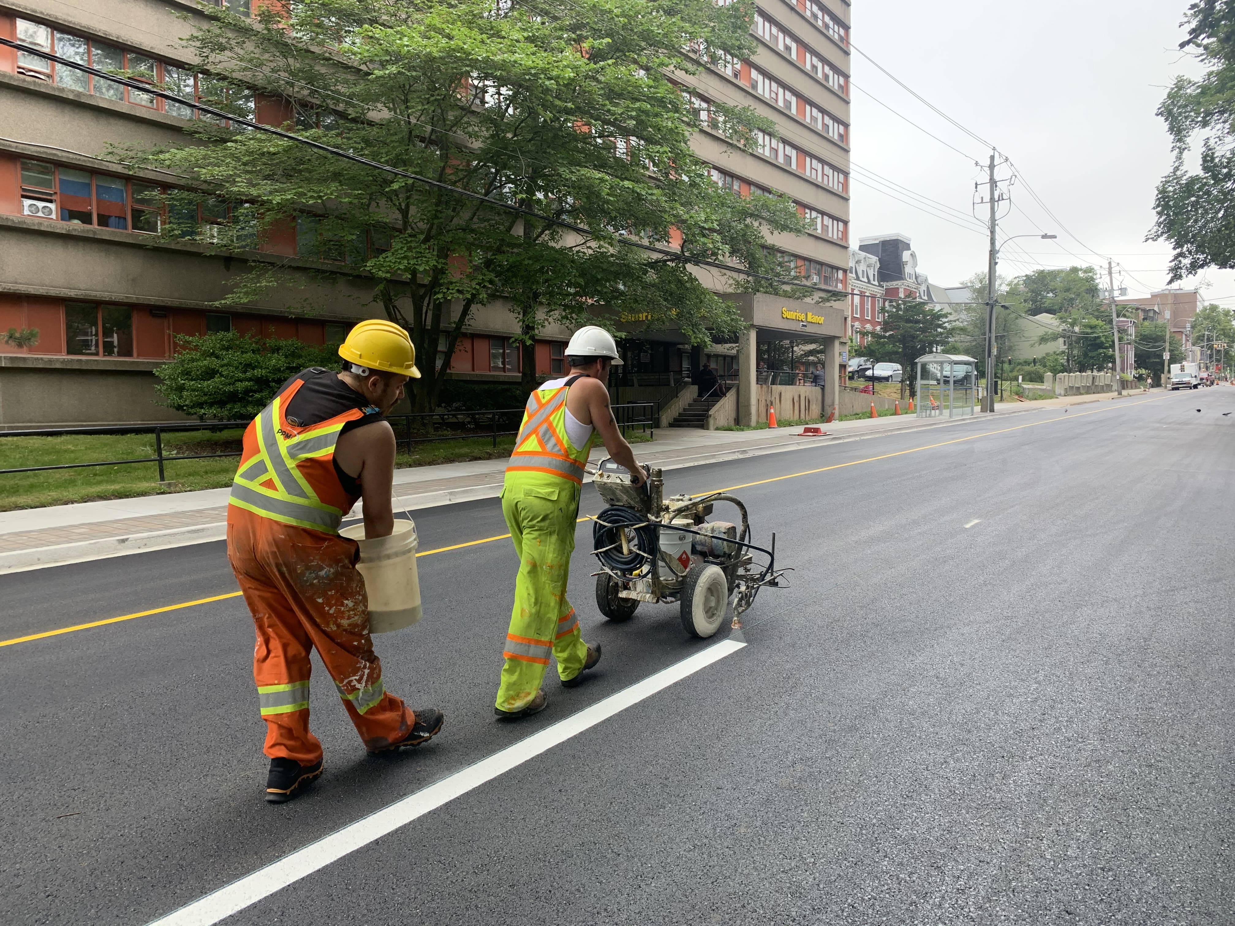 Line painting crew at work